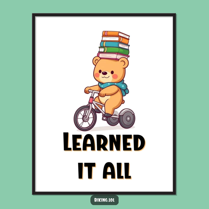 Funny Bear Book Balance Digital Print: Hilarious Trike Reader Art