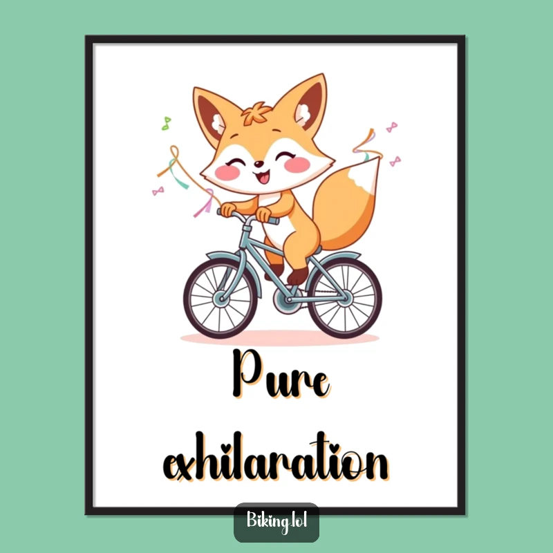 Funny Fox Bicycle Digital Art - Instant Joyful Vibes for Your Walls!