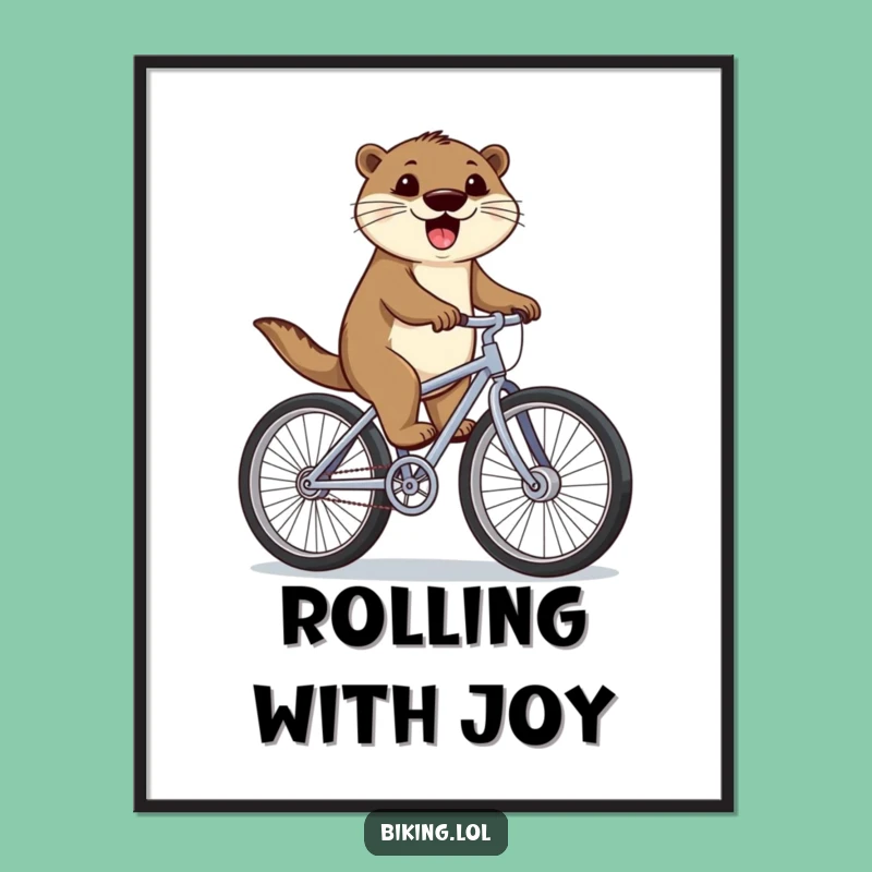 Funny Otter Bicycle Digital Print: Instant Cyclist Otter Joy, Fast Funny Gift for Walls