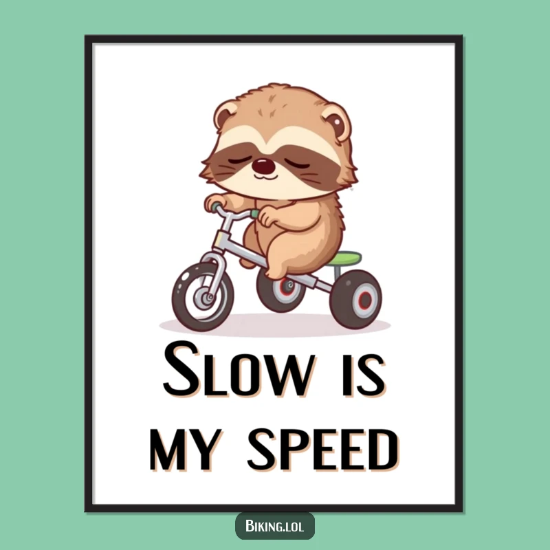 Funny Sloth Tricycle Digital Art: Printable Slow Living Scene