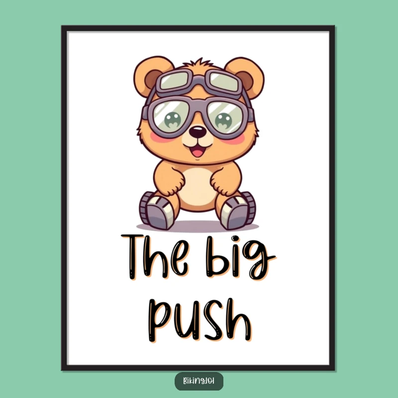 Funny Bear Effort Digital Art - Hilarious Cycling Print for Instant Motivation