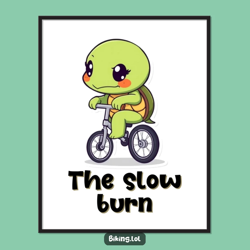 Funny Turtle Unicycle Digital Print: Determined Slow & Steady Art