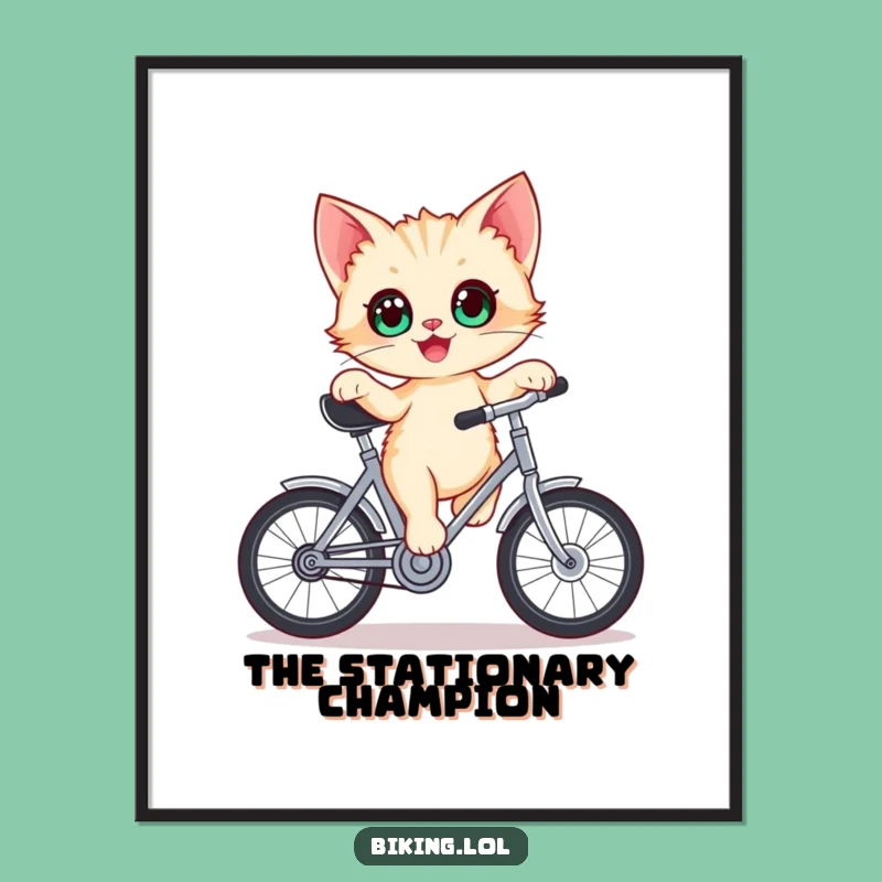 Funny Kitten Bike Digital Art - Delighted Balance Print