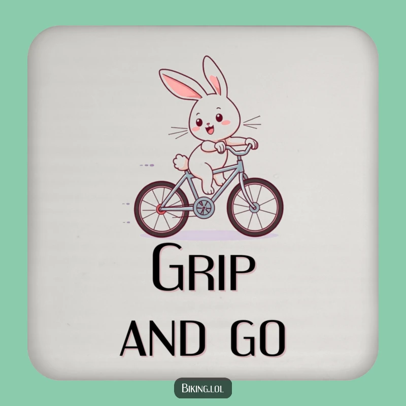 Funny Bunny Bicycle Coaster: Joyful Rabbit's Speedy Sip - Protective Funny Gift Decor