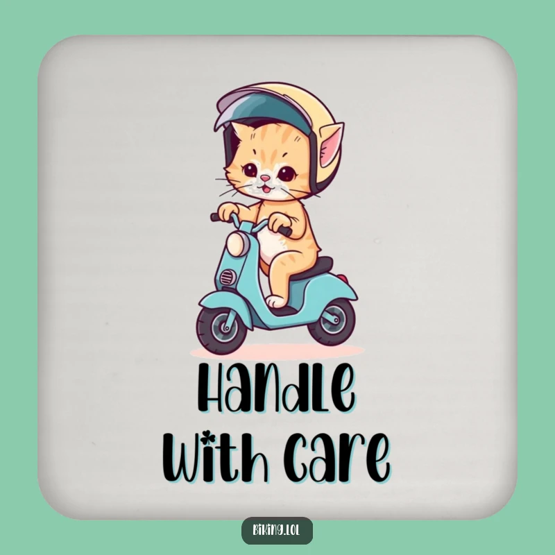 Funny Kitten Scooter Coaster: Wobbly Rider's Table Protector - Protective Funny Gift Decor