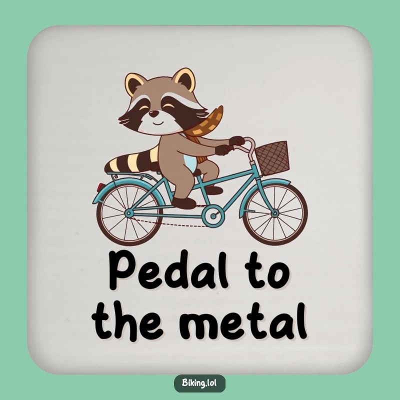 Funny Raccoon Tandem Bike Coasters - Protect Surfaces with Hilarious Bicycle Art
