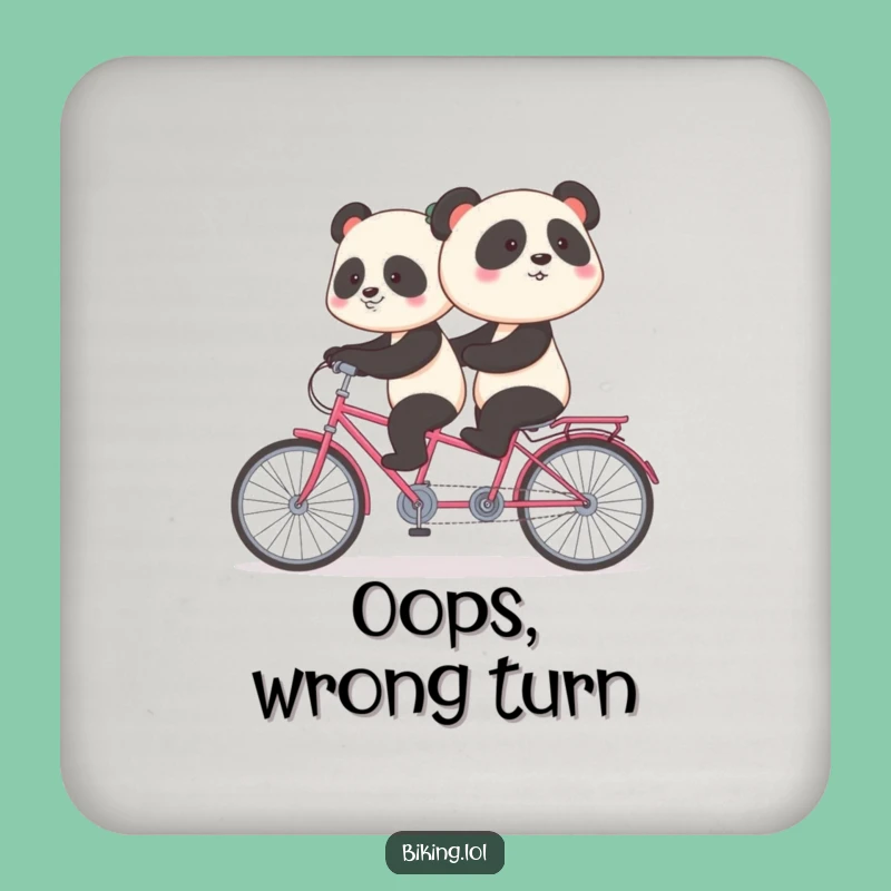Funny Shy Panda Tandem Bike Coaster: Sip in Style, Hilarious Gift