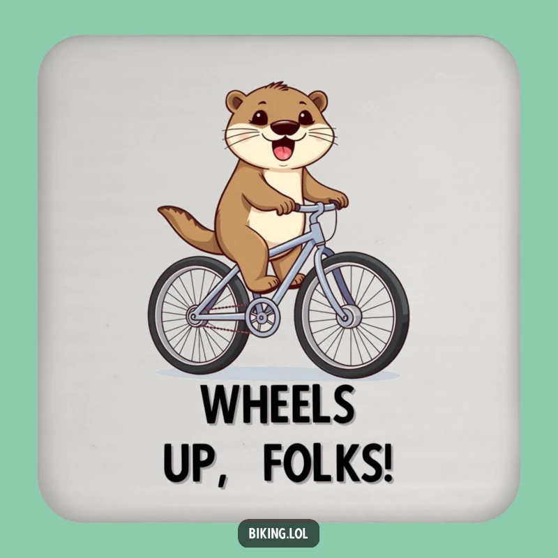 Funny Otter Bicycle Coaster Set: Protect Surfaces Cyclist Otter, Chic Funny Gift for Tables