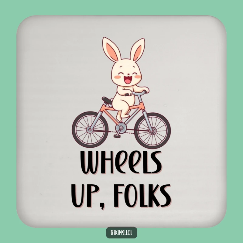 Funny Bunny Wheelie Coaster: Protect Surfaces with Bicycle Laughing Character