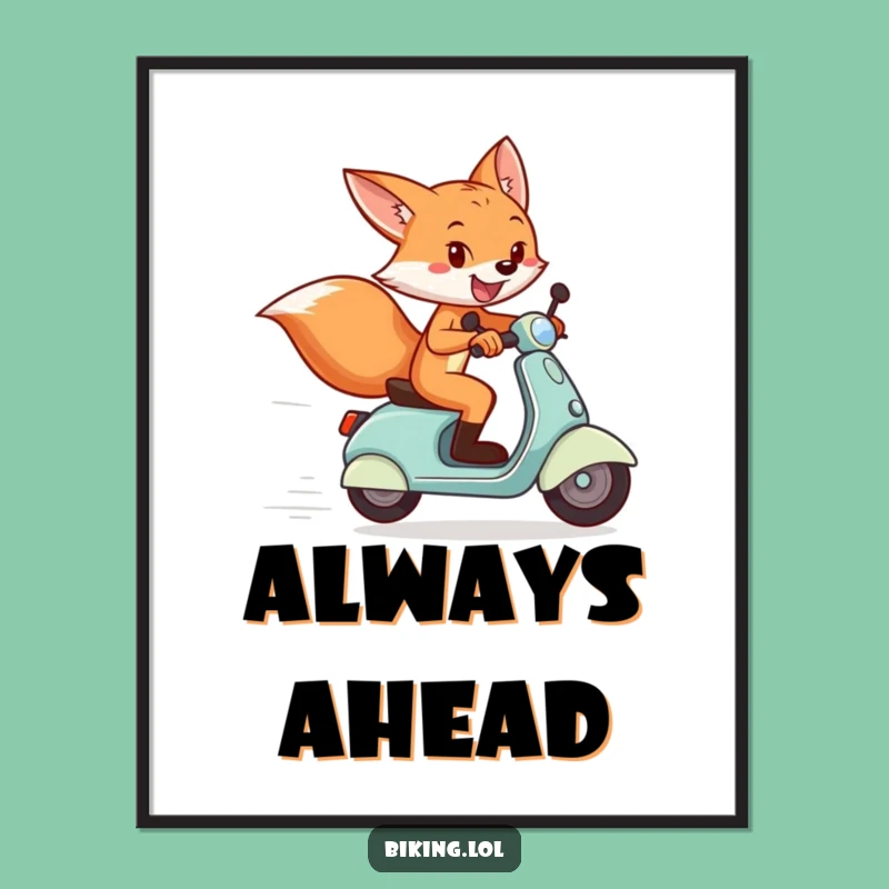 Funny Fox Scooter Poster: Playful Racer Art for Walls