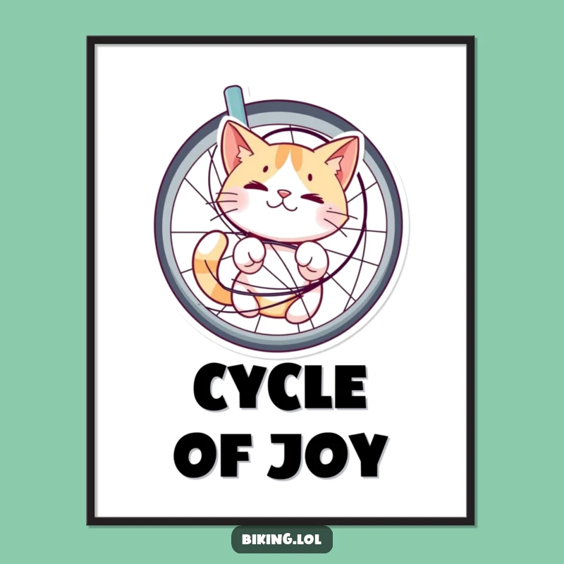 Funny Cat Bicycle Spokes Poster: Bring Whimsical Chaos to Your Walls!