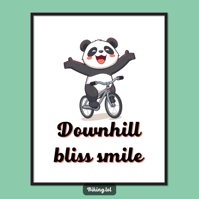 Funny Panda Bicycle Poster - Whimsical Joyous Downhill Wall Art