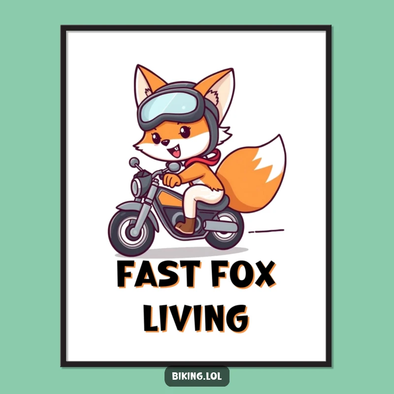 Funny Fox Bike Poster: Dynamic Art, Whimsical Funny Gift for Wall Decor