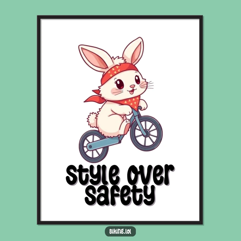 Funny Bunny Wheelie Poster - Hilarious Biker Decor for Cool Spaces