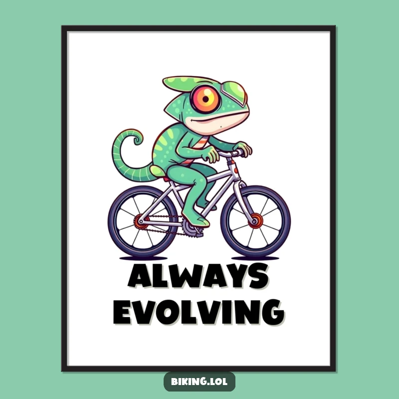 Funny Chameleon Bike Poster: Speed Color Change Wall Art