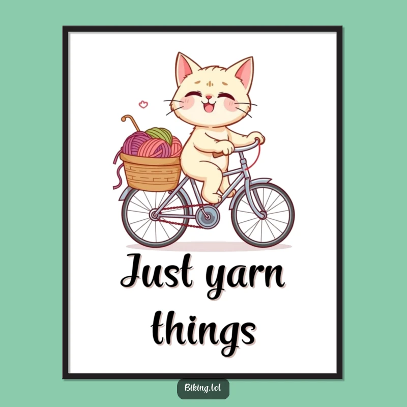 Funny Giggling Cat Bicycle Poster - Hilarious Wall Art for a Cheerful, Laugh-Filled Room
