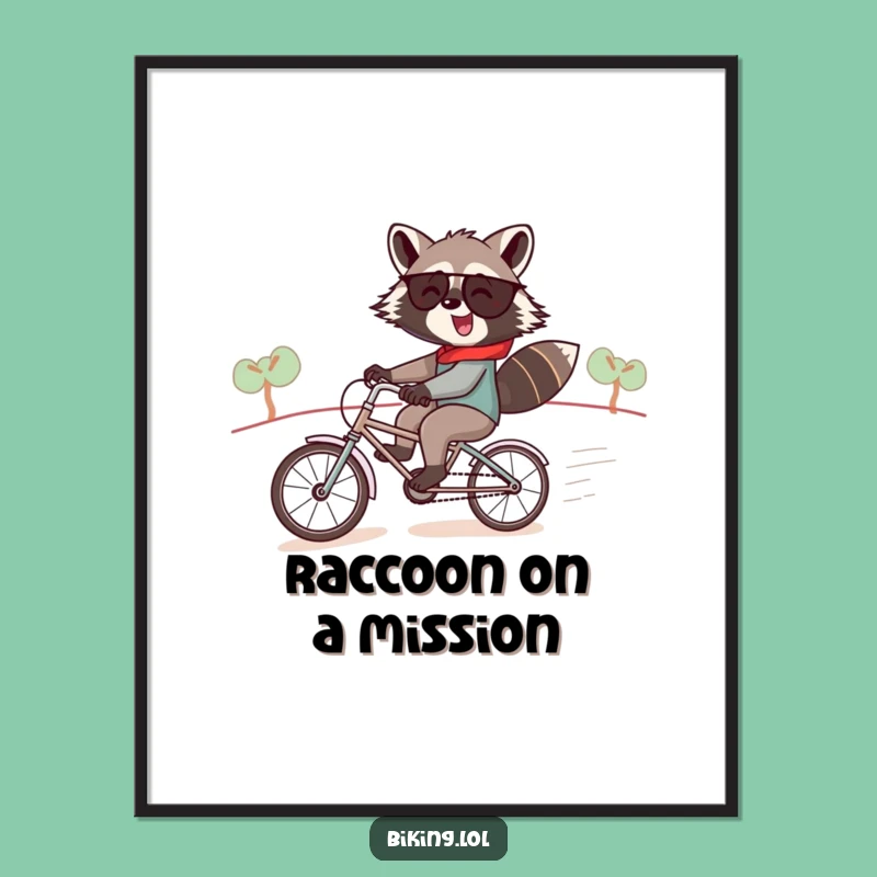 Funny Raccoon Tandem Poster - Whimsical Wall Art for Adventurous Souls