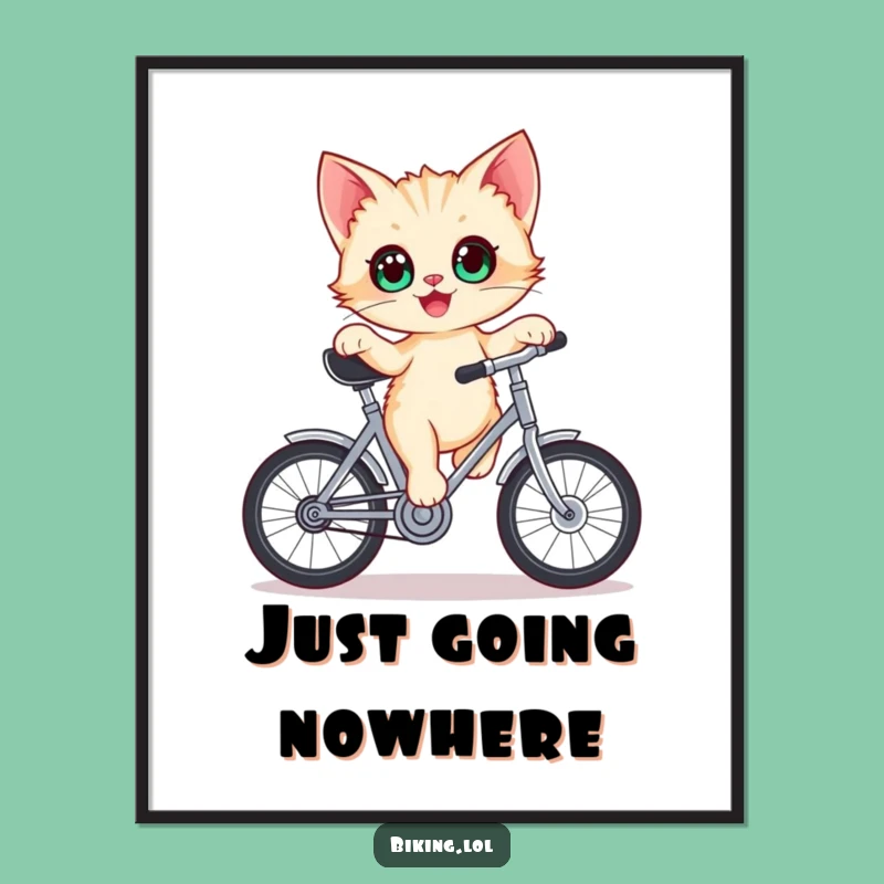 Funny Kitten Bike Poster - Delighted Wide-Eyed Art Print
