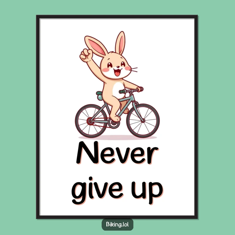 Funny Rabbit Bicycle Poster: Cheerful Climber Art for Walls