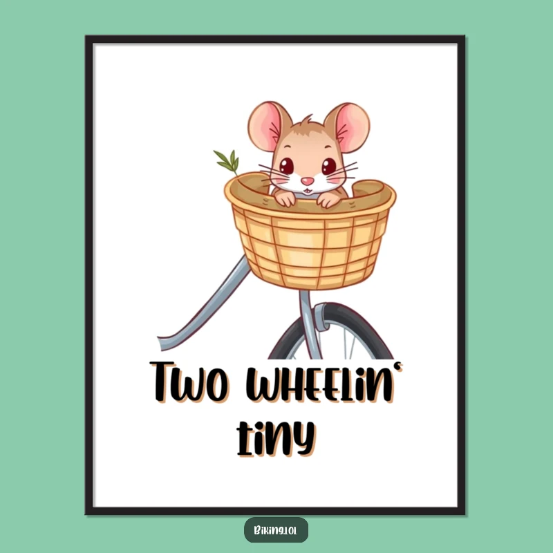 Funny Mouse Bicycle Poster: Whimsical Wall Art and Humorous Gift