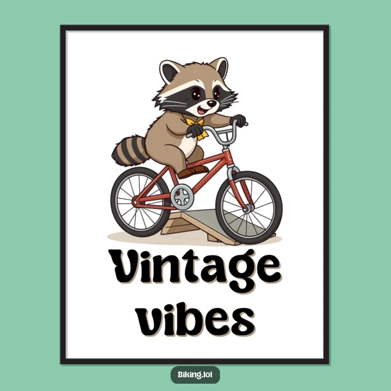 Funny Raccoon Bike Jump Poster - Hilarious Vintage Wall Art Decor
