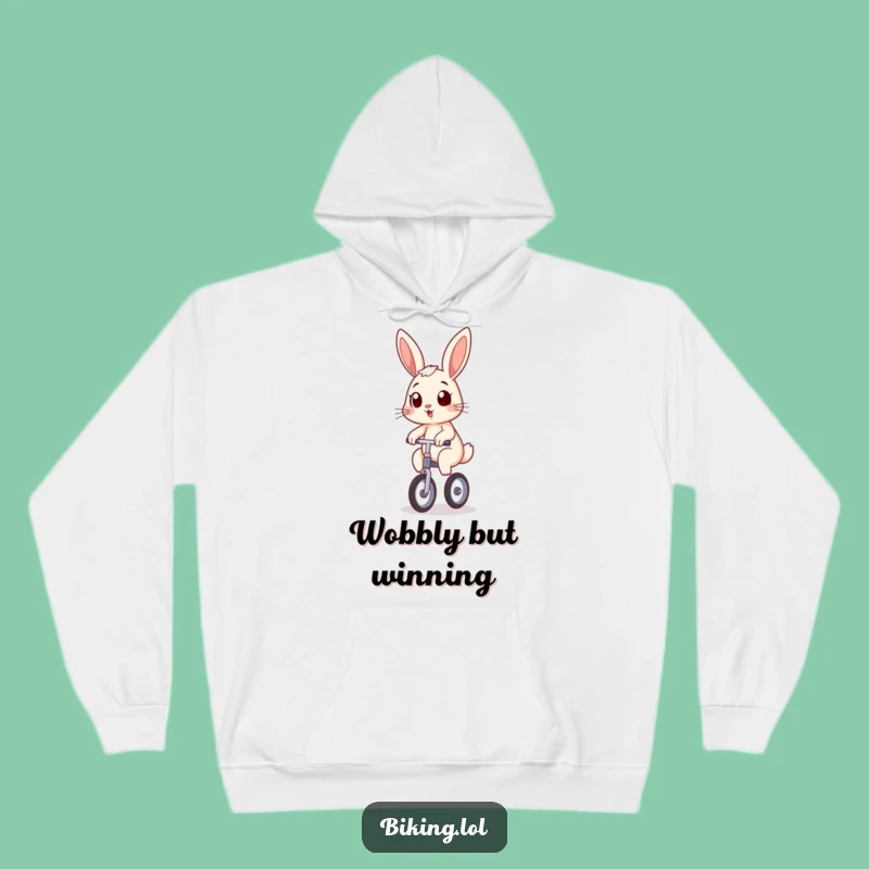 Funny Bunny Unicycle Hoodie: Cozy Wobbler, Ultimate Funny Gift for Comfort