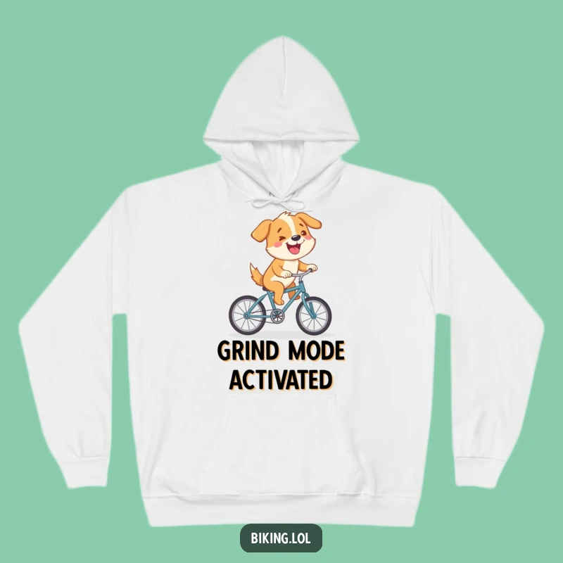 Funny Dog Bicycle Hoodie: Cozy Determination & Humor Sweatshirt