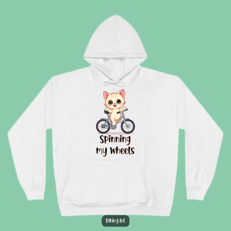 Funny Kitten Bike Hoodie - Cozy Wide-Eyed Comfort Gift