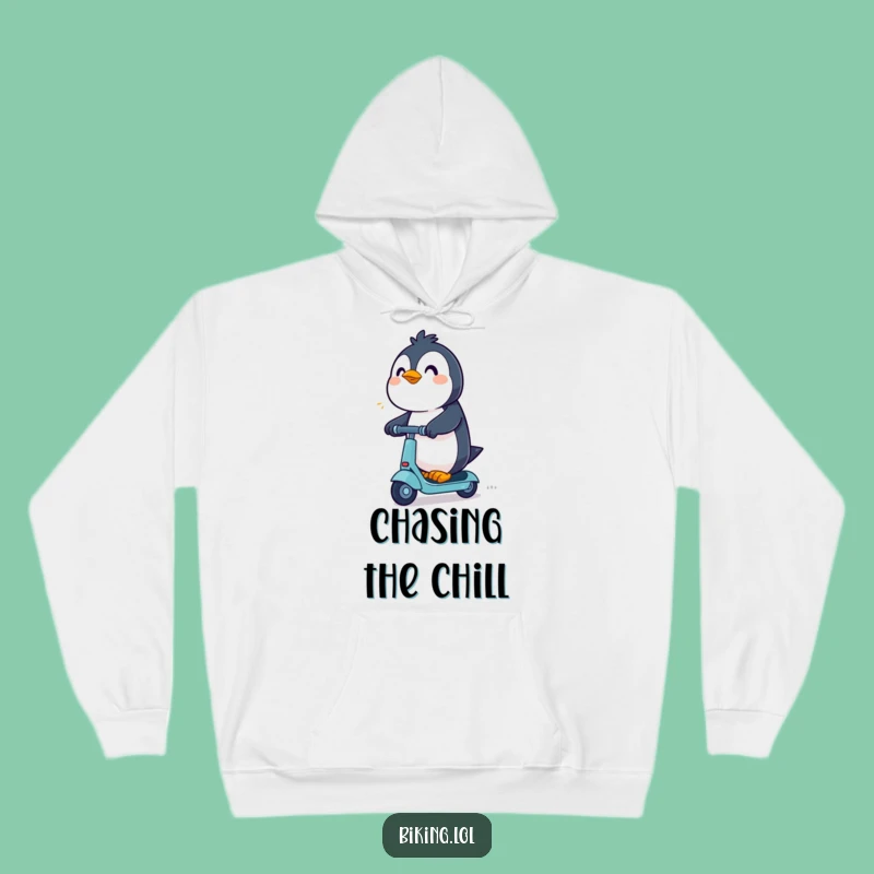 Funny Penguin Scooter Hoodie: Cozy Up with This Excited Rider