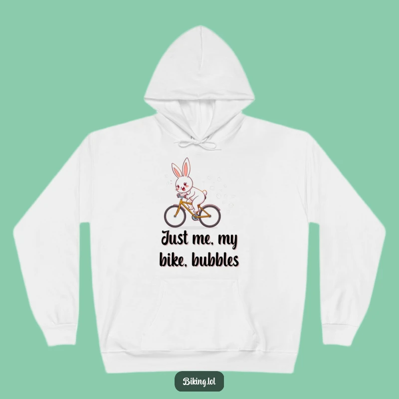 Funny Bunny Bicycle Bubble Hoodie: Cozy Cartoon Comfort Gift!