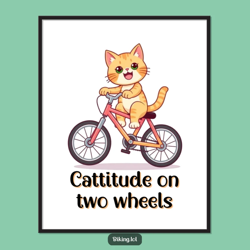Free Printable Wall Art: Confident Cat Wheelie, Quirky Downloadable Decor