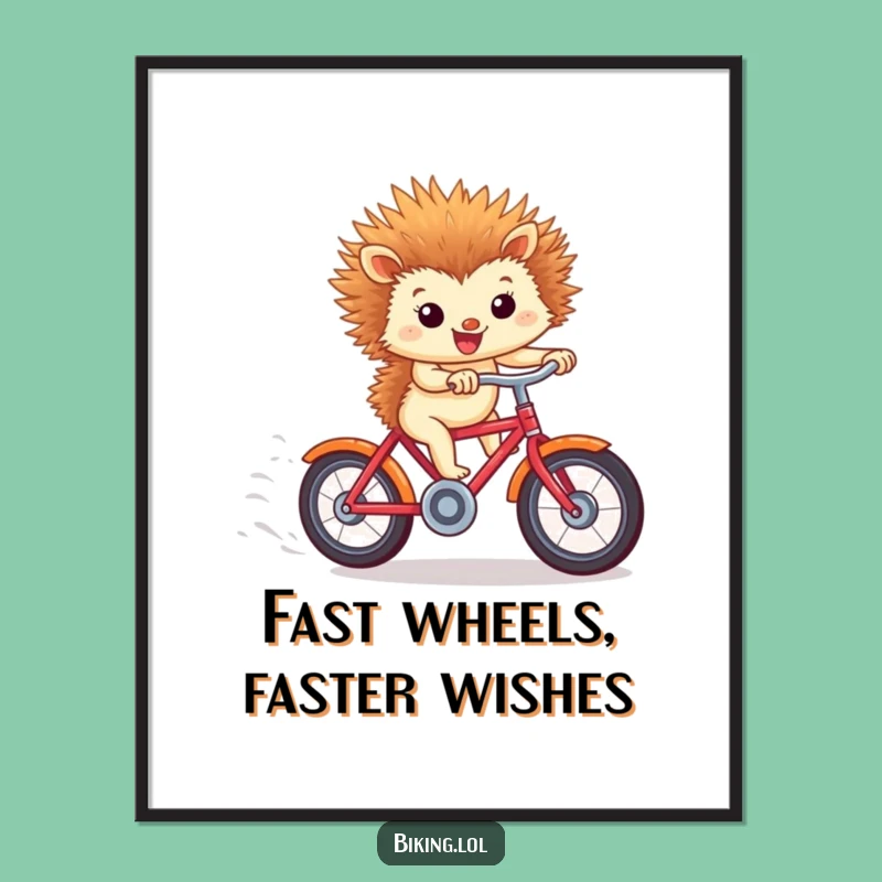 Free Printable Hedgehog Bicycle Art: Funny Wall Decor Downloadable for Kids