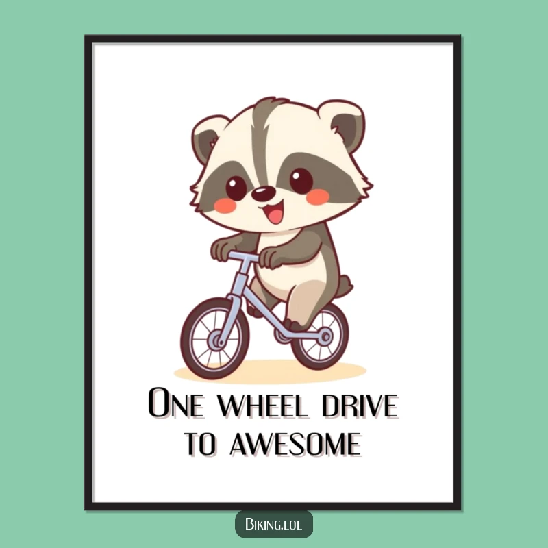 Free Printable Badger Unicycle Art: Funny Circus Style Wall Decor Downloadable