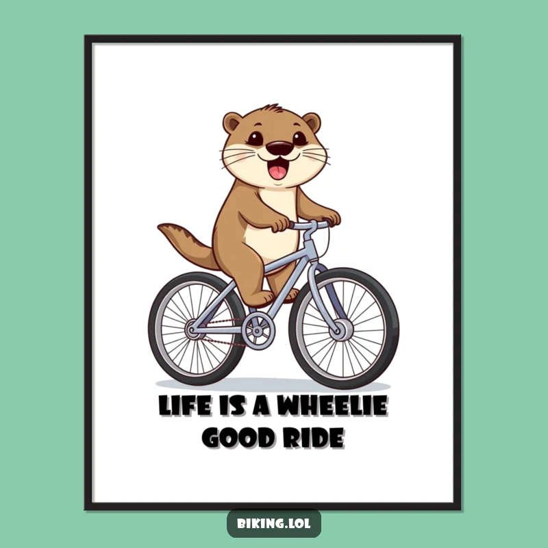 Free Printable Wall Art: Funny Otter Cyclist, Downloadable Art for Quirky Decor