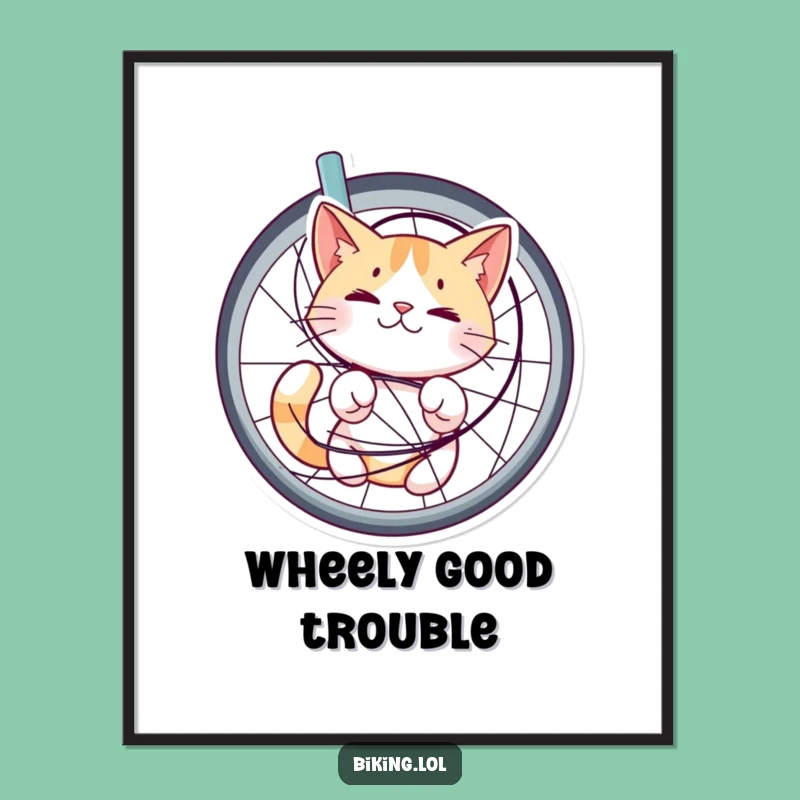 Funny Free Printable Wall Art: Cat Bicycle Spoke Chaos - Quirky Decor