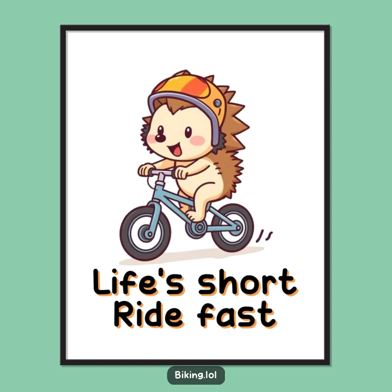 Funny Free Printable Wall Art: Hedgehog Cyclist speeds into your decor!