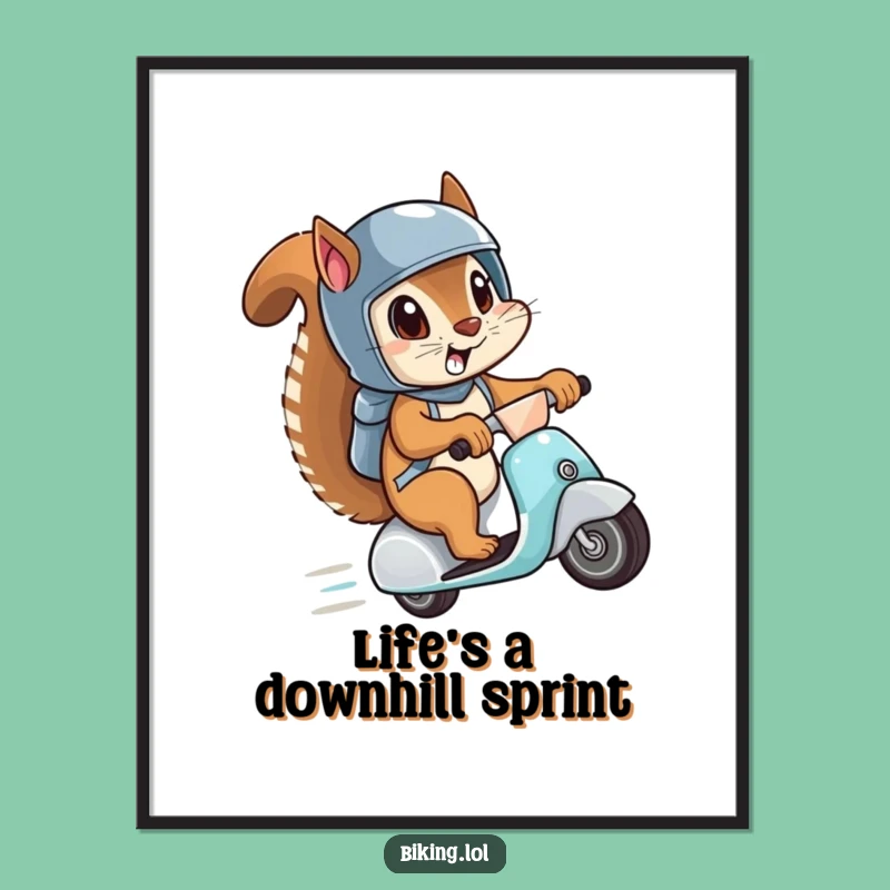 Funny Free Printable Wall Art: Speedy Squirrel Scooter - Hilarious Downloadable Decor
