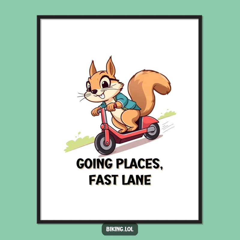 Funny Free Printable Wall Art: Cheeky Squirrel Scooter - Humorous Downloadable Decor