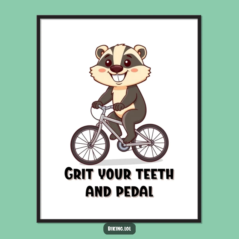 Funny Free Printable Wall Art: Determined Badger Cycling - Hilarious Downloadable Decor