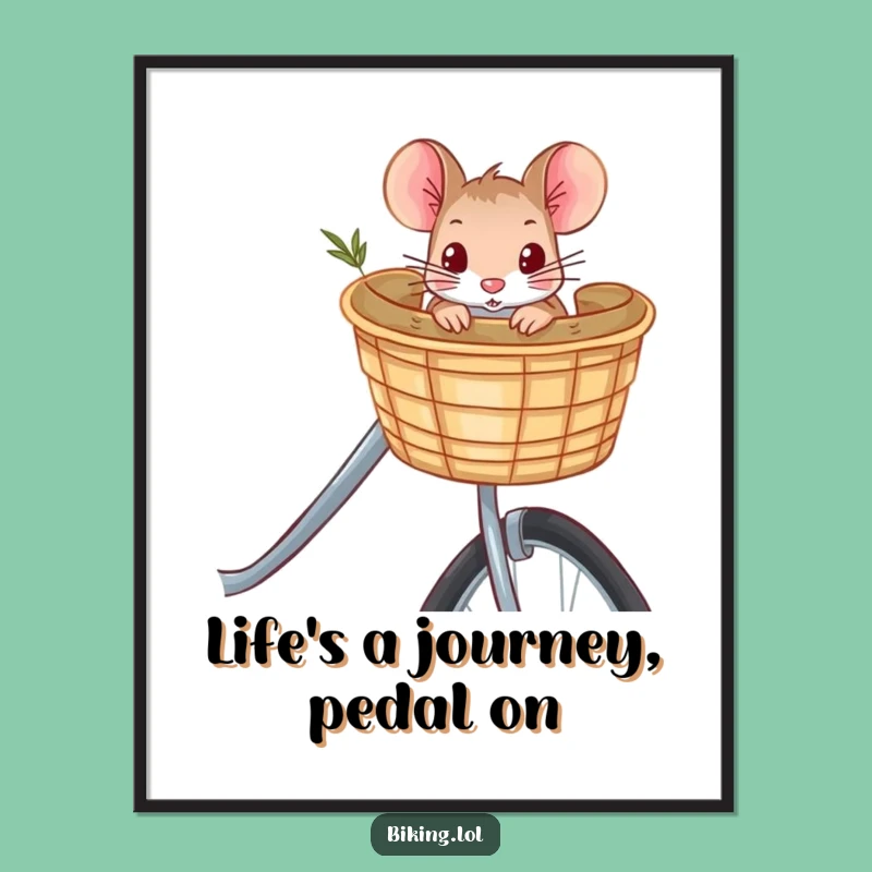 Free Printable Wall Art: Curious Mouse Bicycle Adventure - Funny Downloadable Decor