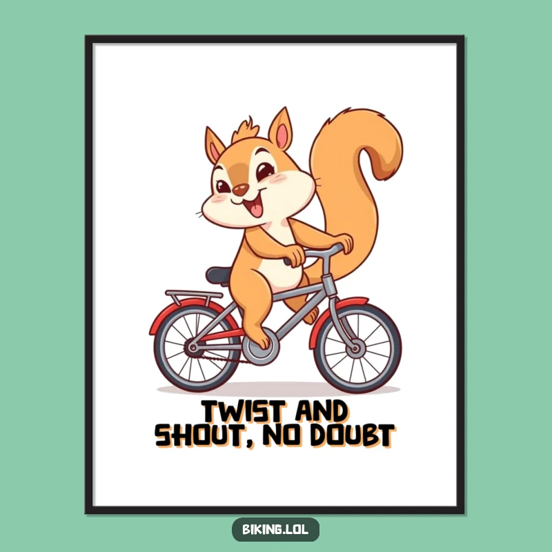 Free Printable Squirrel Backwards Bike Art: Funny Mischief Wall Decor Downloadable