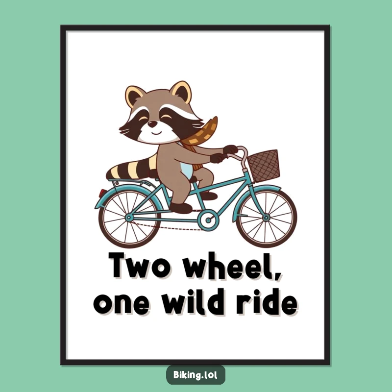 Funny Free Printable Wall Art: Raccoon Tandem Bike Surprise Downloadable Poster for Home Decor