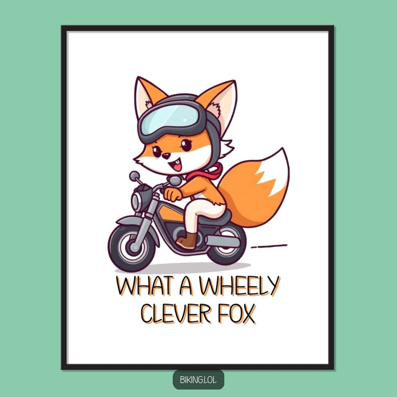 Free Printable Wall Art: Speedy Fox Cyclist, Downloadable Art for Adventurers