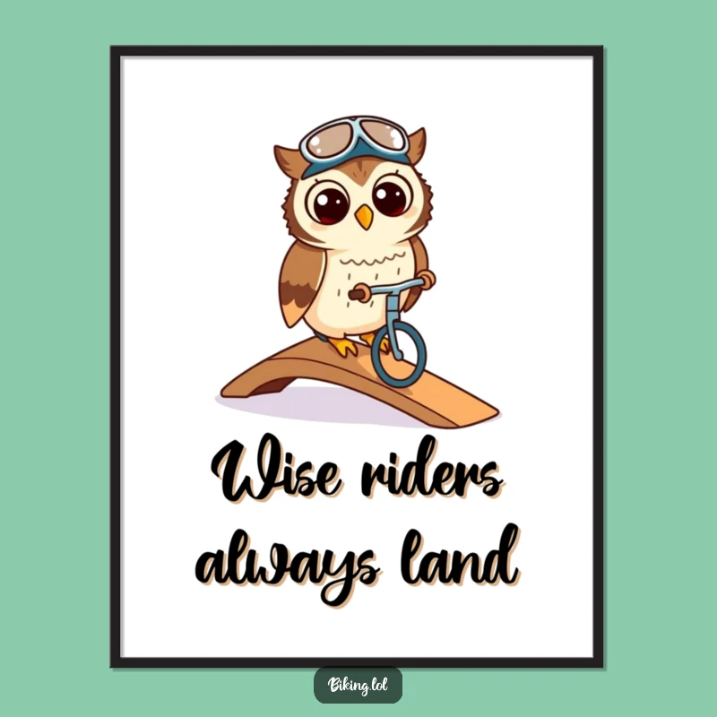 Funny Free Printable Wall Art: Elegant Owl Cyclist balancing style!