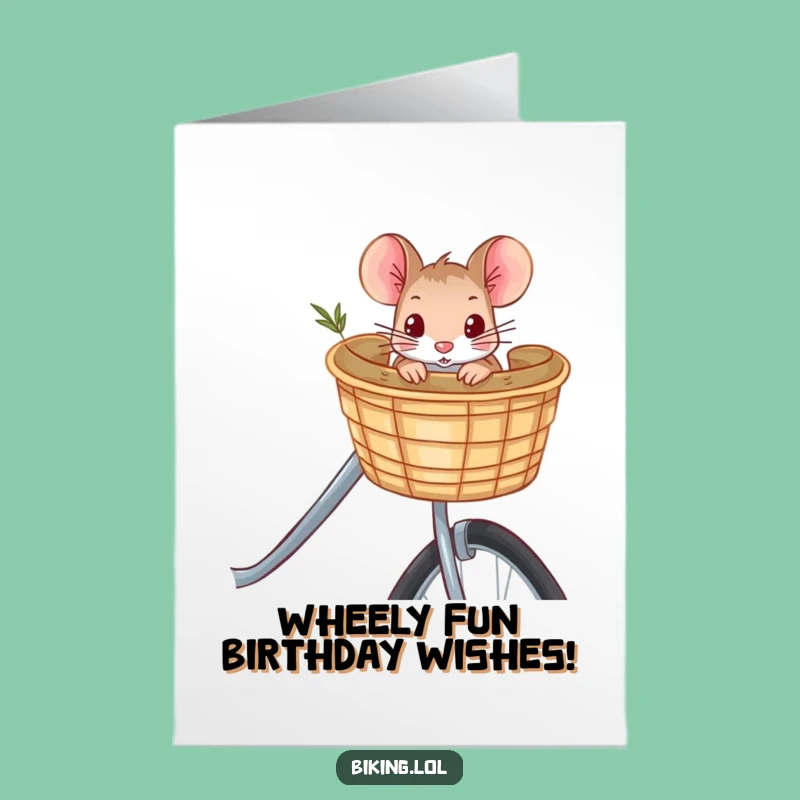 Free Printable Birthday Card: Curious Mouse Bicycle Fun - Funny Downloadable Gift