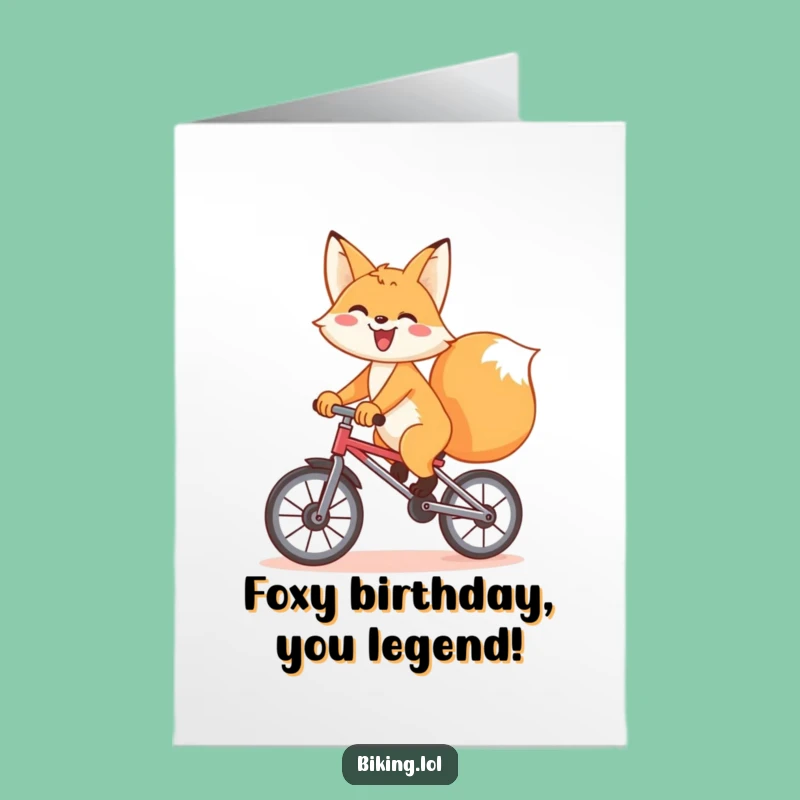 Free Printable Birthday Card: Playful Fox Unicyclist balances birthday wishes!