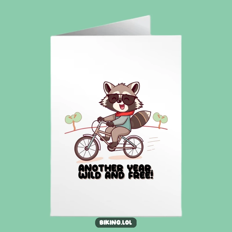 Free Printable Birthday Card: Raccoon Tandem Fun, Hilarious Downloadable Gift