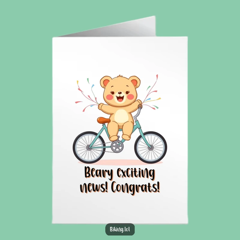 Free Printable Congrats Card: Bear Cub Bike Success, Downloadable Celebration