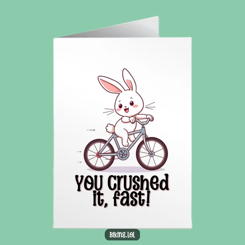 Free Printable Congrats Card: Bunny Bicycle Victory Zoom - Downloadable Success Celebration!
