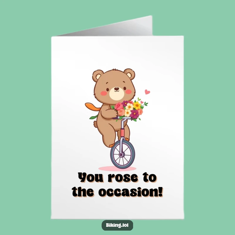 Free Printable Congrats Card: Funny Bear Unicycle Card, Hilarious Downloadable Achievement Gift